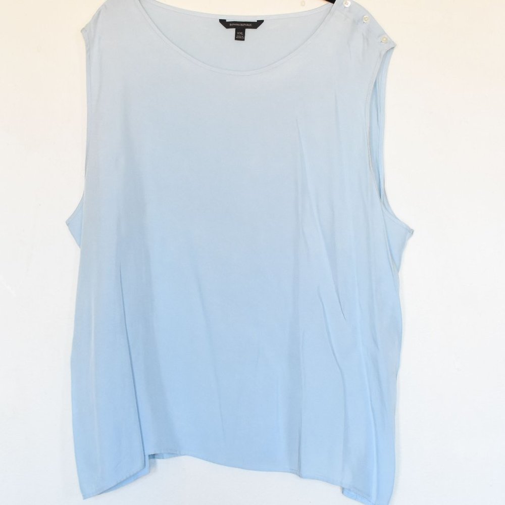 NWOT Light Blue Sleeveless Blouse Button Shoulder